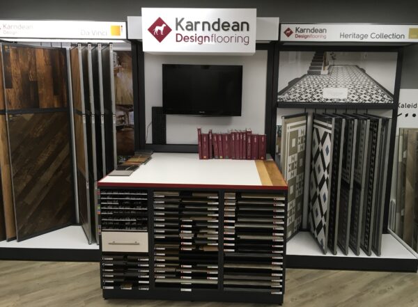 dedicated Karndean flooring section at the Cavendish showroom, showcasing an array of options for your kitchen flooring needs.